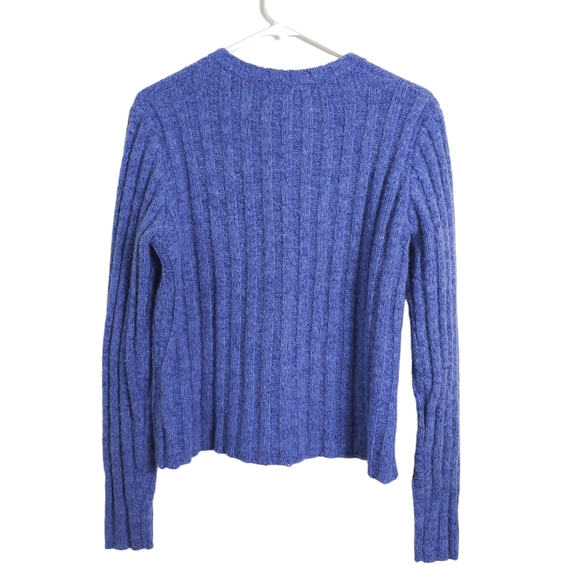 Indigo Wool Blend Chunky Ribbed Cardigan L The Limited - Picture 3 of 5